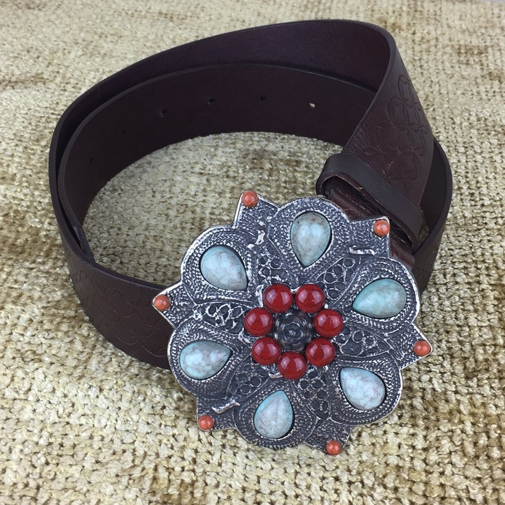 Express - Embellished Buckle Leather Belt